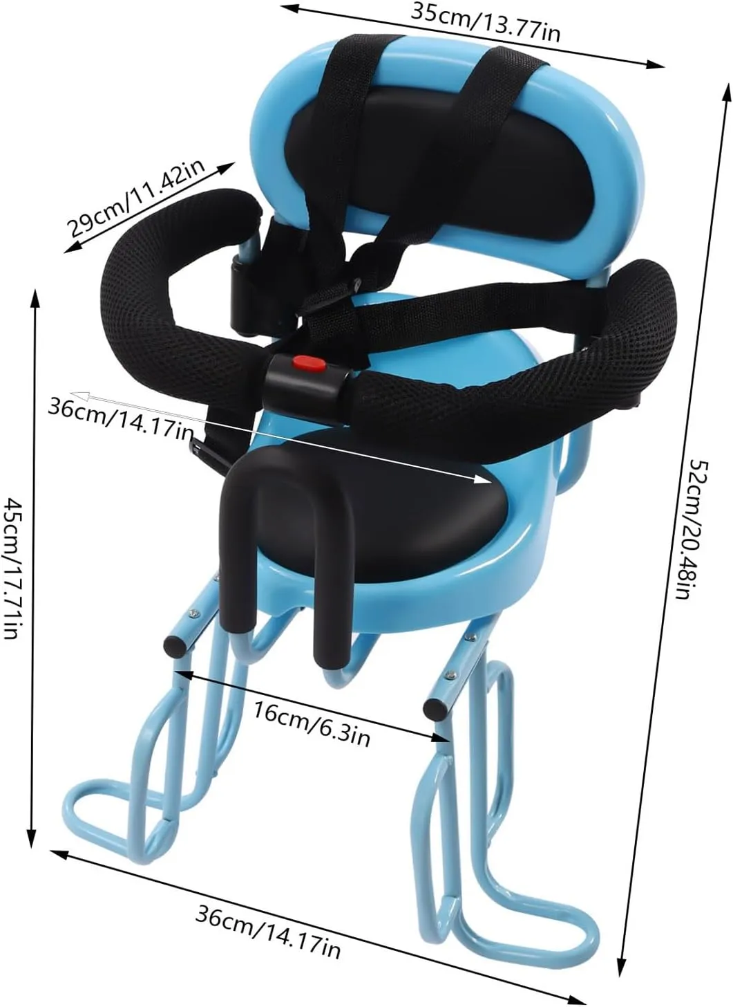 Kids Bike Seat Rear Mount Baby Bicycle Seat Cushion with Safety Belt & Footrest Brackets & U-shaped Guardrails,Toddler Child Saddle Seat Rear Safety Carrier Seat for Folding Bike,Mountain Bike