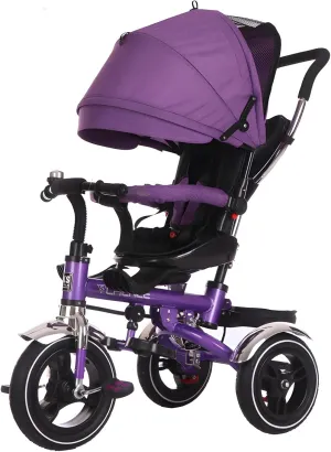 Kids Tricycle,Babies Tricycle,Tricycle for Toddlers,4 in 1 Folding Steer Trike with Push Handle, Rotatable Seat, Removable Canopy, Safety Harness, All-Terrain PU Wheel for 18 Months - 5 Year Ol