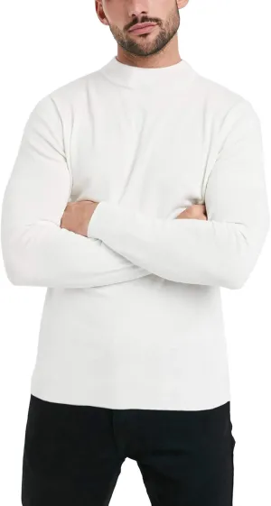 KINGBEGA Men Regular Fit Basic Lightweight Long Sleeve Pullover Top Mock Turtleneck T-Shirt