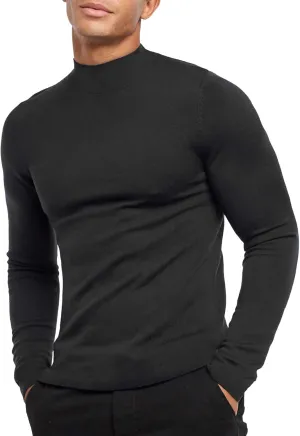 KINGBEGA Men Regular Fit Basic Lightweight Long Sleeve Pullover Top Mock Turtleneck T-Shirt