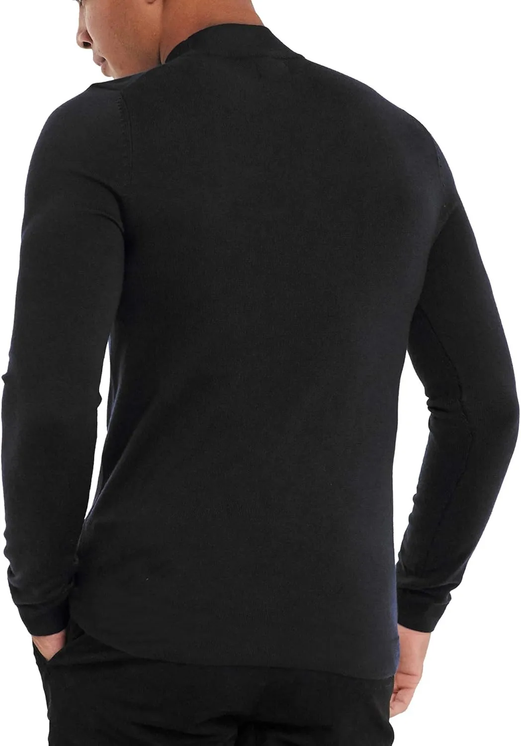 KINGBEGA Men Regular Fit Basic Lightweight Long Sleeve Pullover Top Mock Turtleneck T-Shirt
