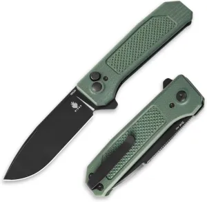 Kizer Brat Pocket Knife, 154CM Steel Blade Folding Knife, G10 Handle EDC Knife for Men with Flipper Opener, Button Lock Knife for Camping Hunting V3630C2, Green
