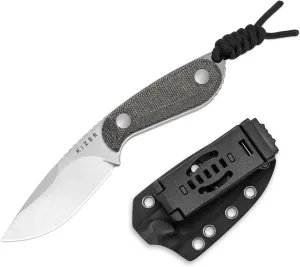 Kizer BUDDY Fixed Blade EDC Knife, 3" 14C28N Steel Camping Knife with Black Micarta Handle, Comfortable Everyday Carry Hunting Knives with Kydex Sheath for Outdoor Hiking & Survival Activities 1081A8