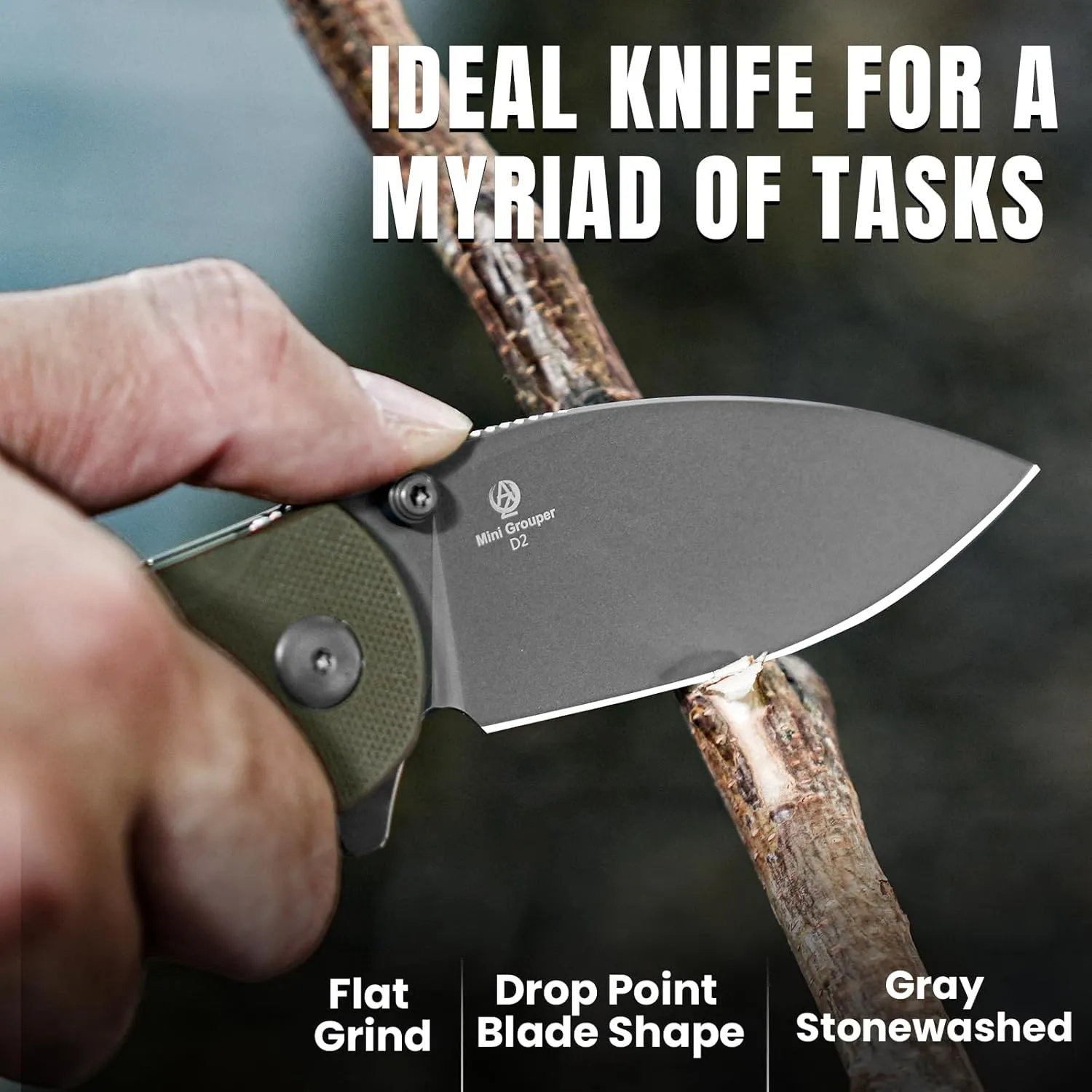 Kizer Mini Grouper Folding Pocket Knife, 3.16” D2 Blade G10 Handle Camping Folding Knife, Button Liner Lock EDC Knife with Pocket Clip for Men Women Gift, Hunting Hiking Survival Knives V3669A3