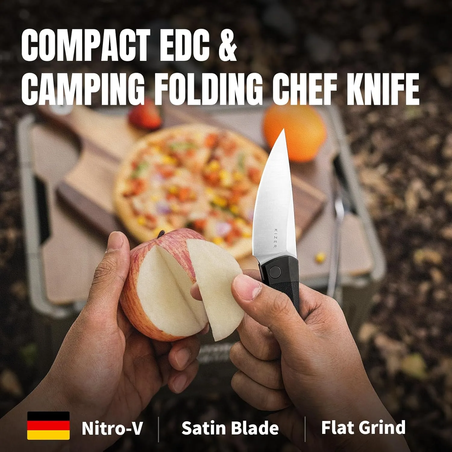 Kizer Mini Momo EDC Pocket Knife, 3.2” Nitro V Blade Pocket Folding Knife with Aluminum G10 Handle, Front Flipper EDC knife with Pocket Clip for Men Women, Camping Hunting Survival Knives V3663M1