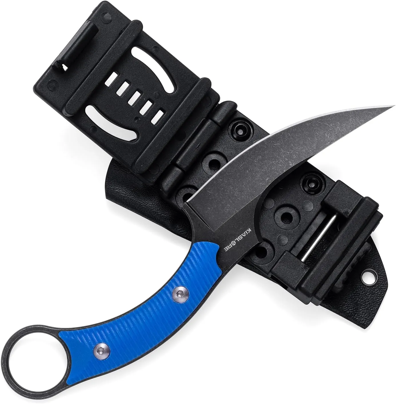 KK528 Fixed Blade Knife, D2 Blade with G10 Handle, Kydex Sheath, Everyday Claw Knife for Men Women, Utility Knife for EDC Survival Hiking Camping Outdoor (Blue)