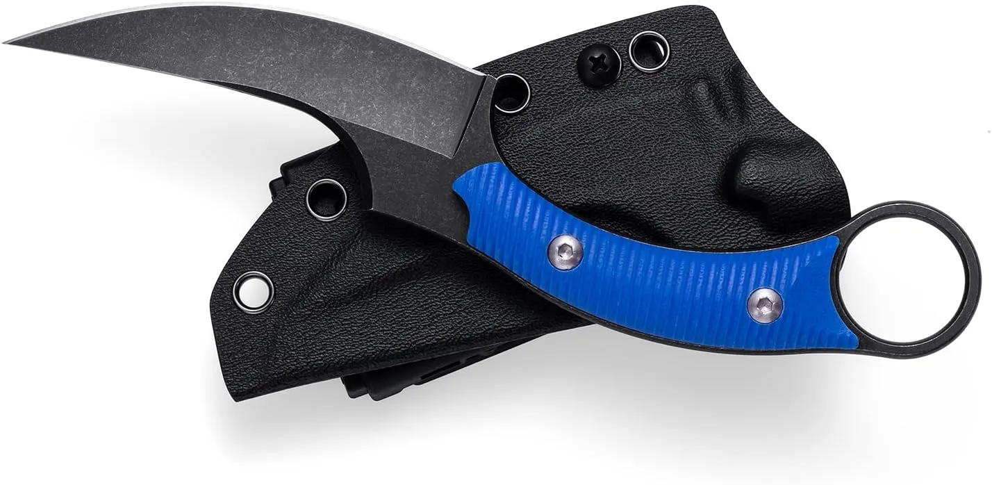 KK528 Fixed Blade Knife, D2 Blade with G10 Handle, Kydex Sheath, Everyday Claw Knife for Men Women, Utility Knife for EDC Survival Hiking Camping Outdoor (Blue)