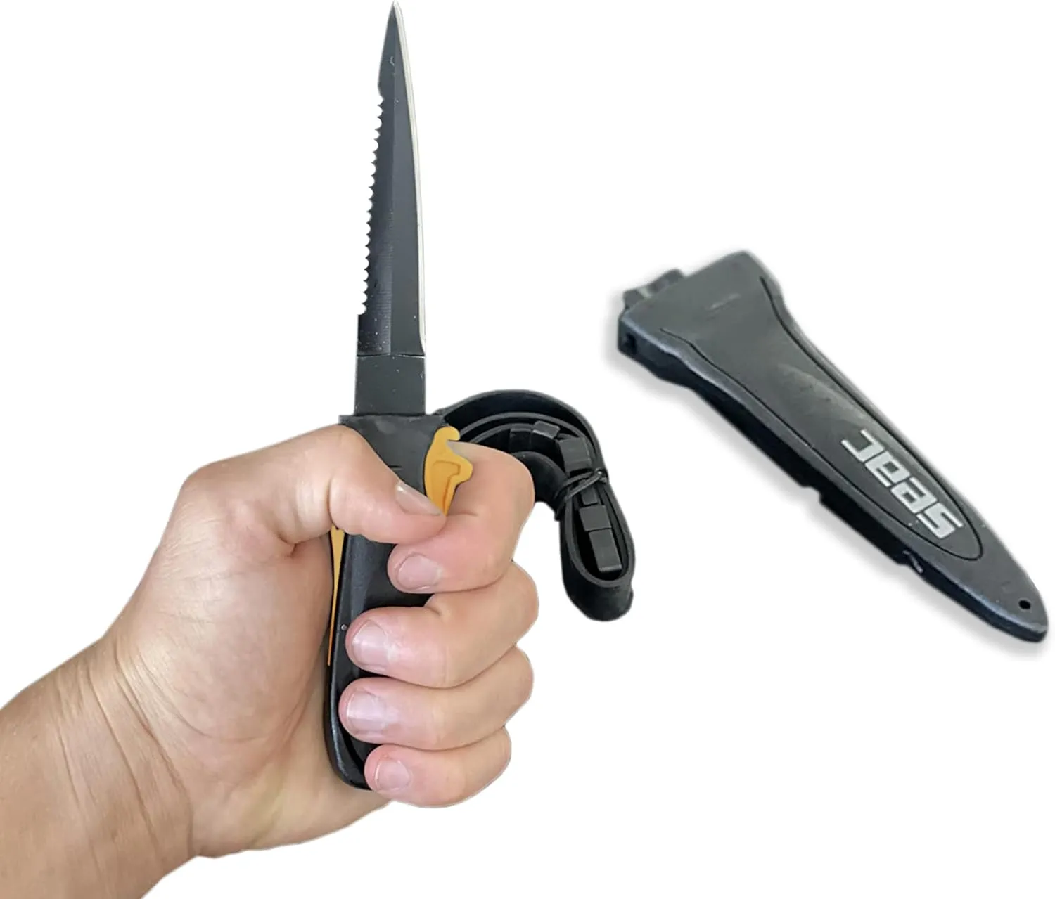 Knife for Diving, Hunting, Blade Made of Steel AISI 420 Length, Knife With Sheath and Limb Mount, Black Anodized Coating. Blade 3.5in