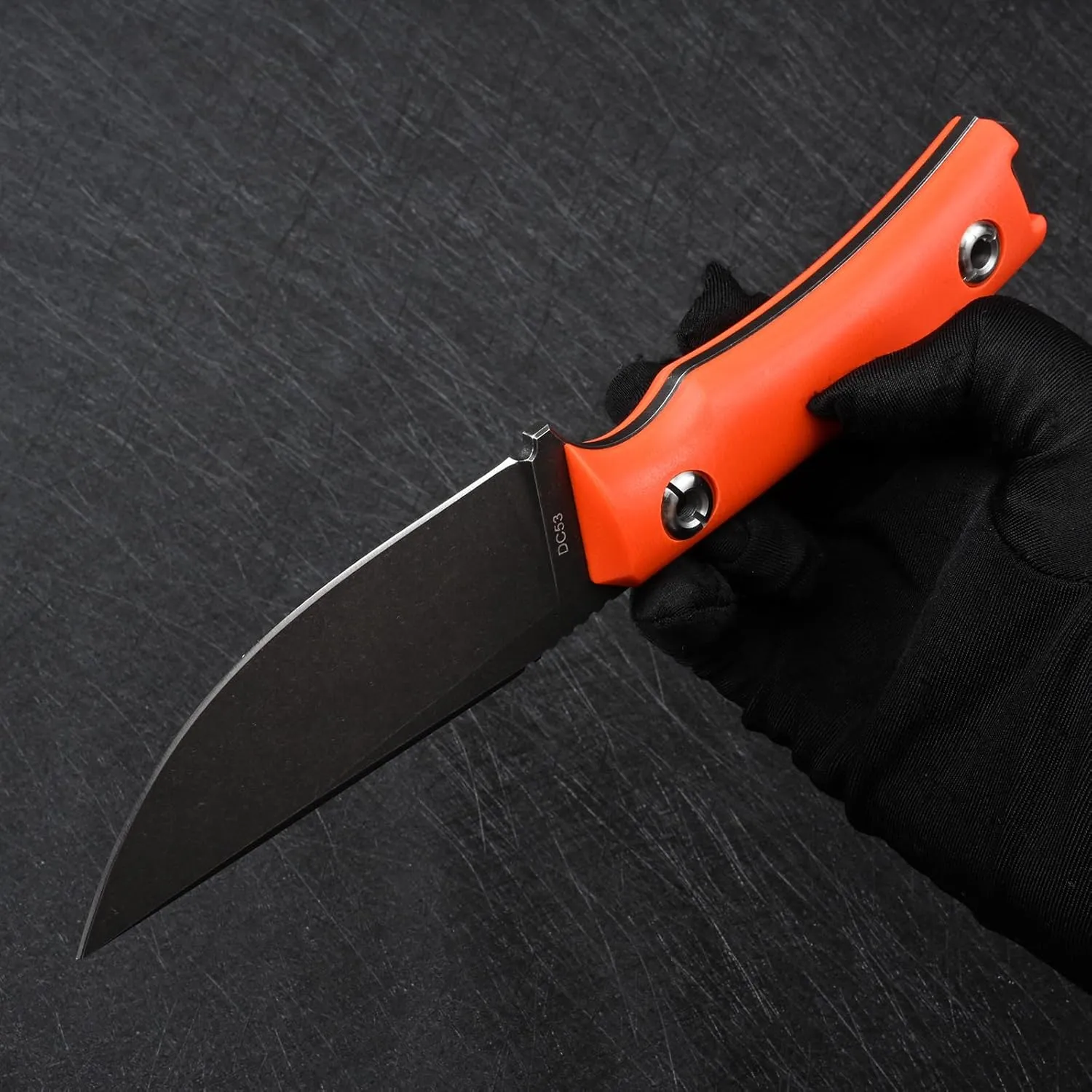 Knives Tactical Fixed Blade Knife Survival Knife with Sheath Made of DC53 Steel Perfect EDC Hunting Knife with G10 Handle for Men EDC Camping Outdoor (Black Orange)