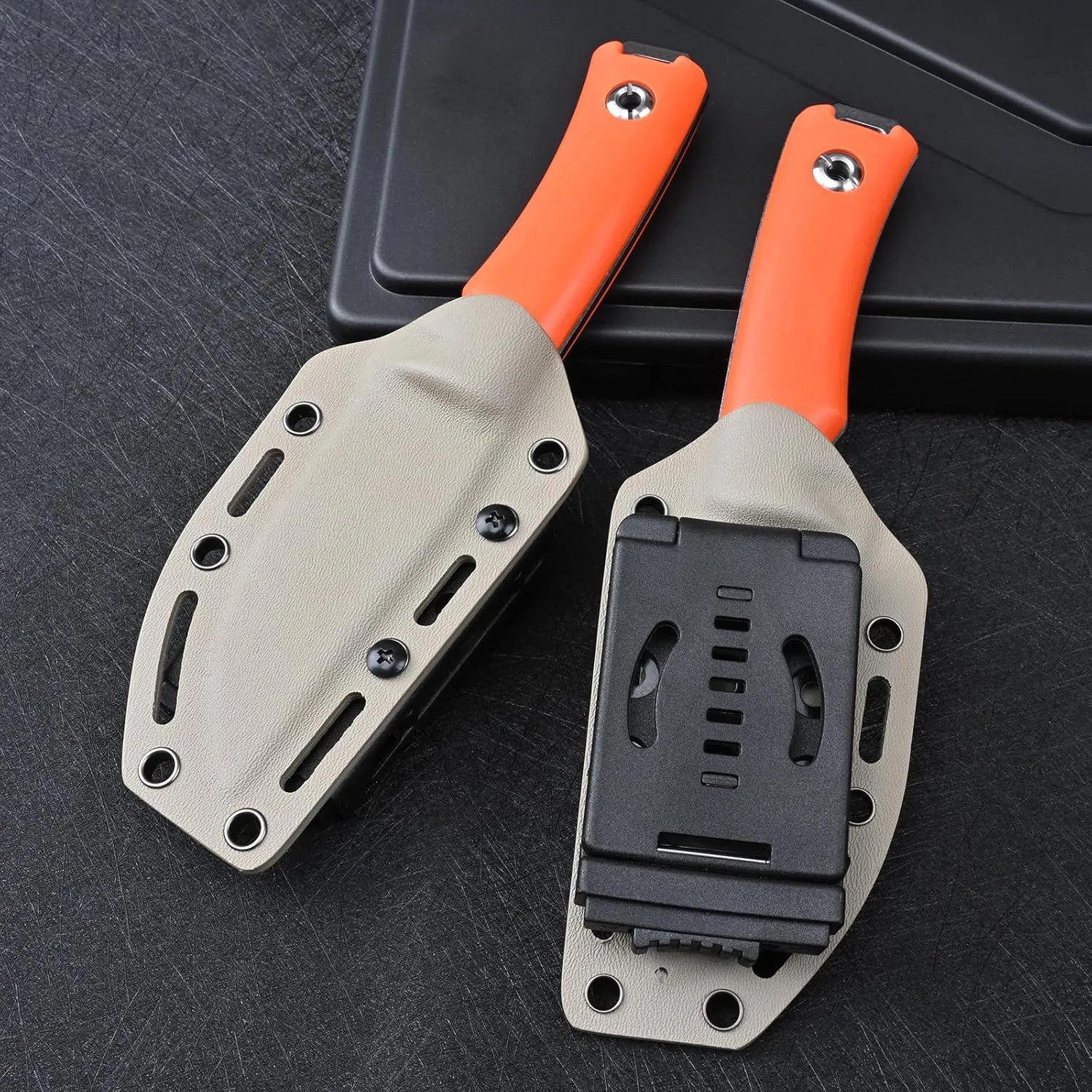 Knives Tactical Fixed Blade Knife Survival Knife with Sheath Made of DC53 Steel Perfect EDC Hunting Knife with G10 Handle for Men EDC Camping Outdoor (Black Orange)
