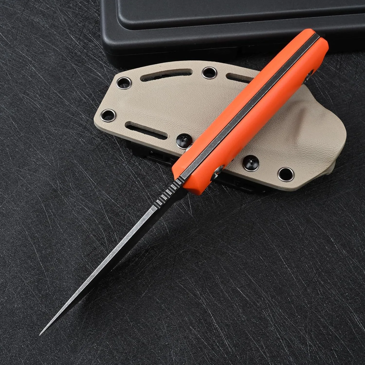 Knives Tactical Fixed Blade Knife Survival Knife with Sheath Made of DC53 Steel Perfect EDC Hunting Knife with G10 Handle for Men EDC Camping Outdoor (Black Orange)