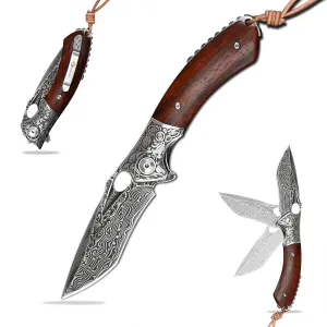 Knives VG10 Damascus Pocket Knife for Men,Flipper tactical self defense Folding Knife for Camping,Survival,Hunting, Fishing and EDC (SD616A)
