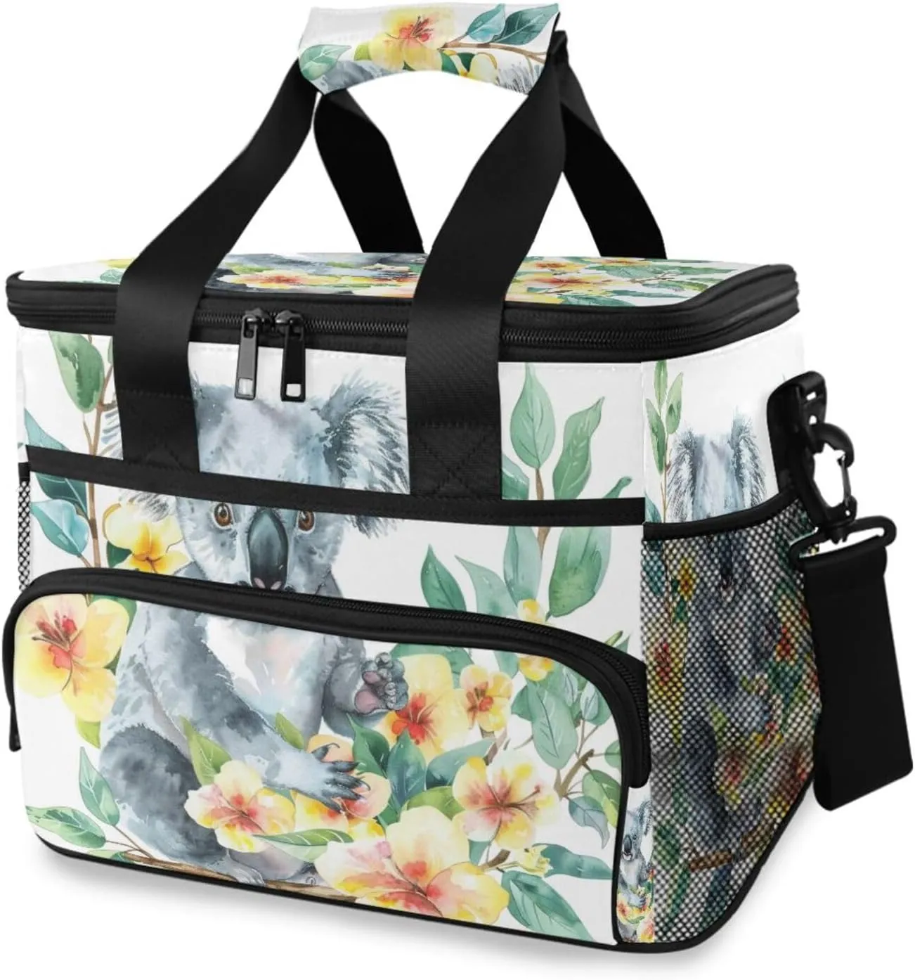 Koala Flwoer Watercolor Cooler Bag Insulated Cooler Soft Sided Cooler 24 Can Portable Picnic Bag Large Leakproof Lunch Bag Box for Beach Grocery Camping Travel Car Men Women