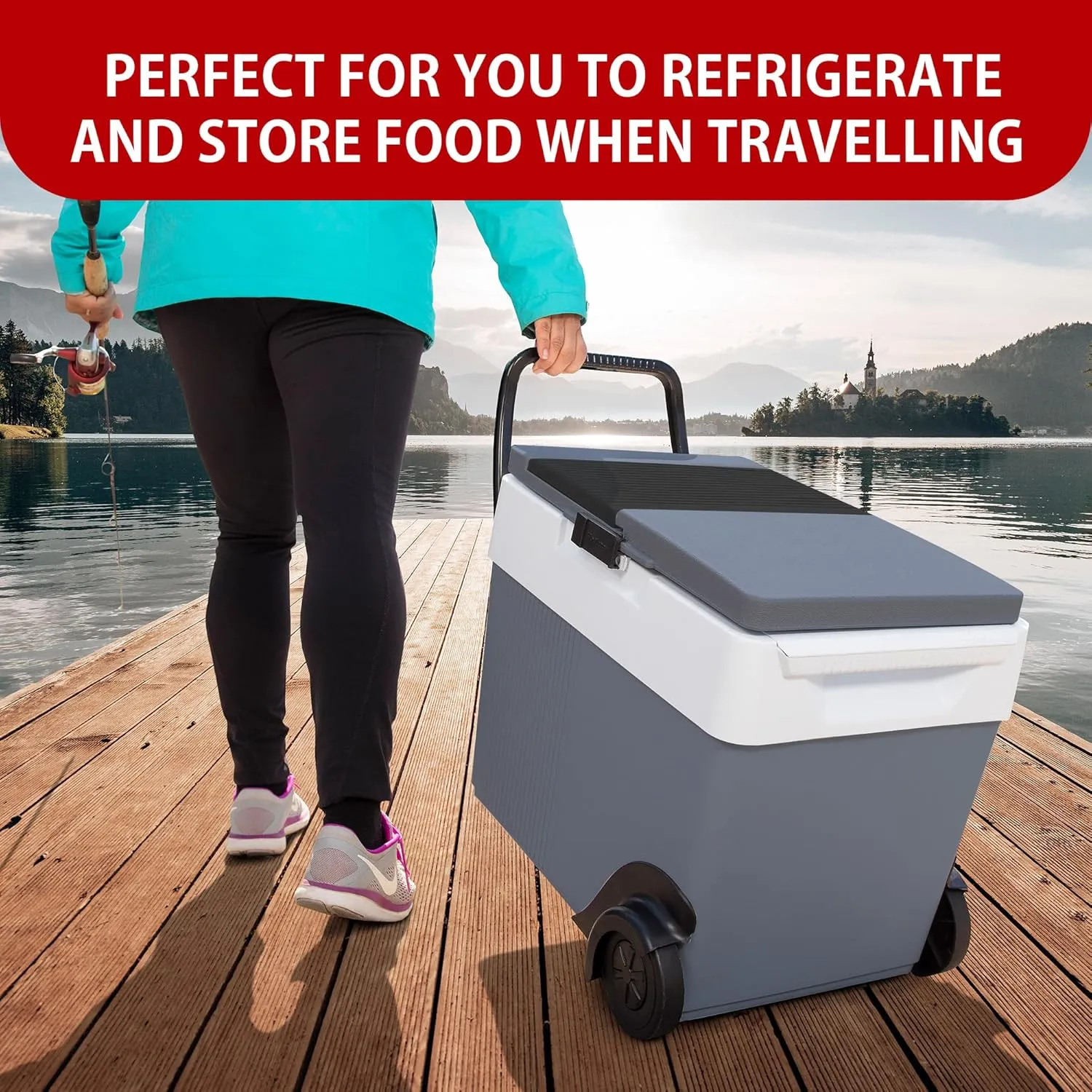 Koolatron Portable Cooler - Electric Cooler for Car, Camping, Travel, 12 V Insulated Hard Sided Refrigerator for Vehicle, Boat, Truck, No Ice Cooling, Cools Drinks,Food for Road Trip, 33 qt