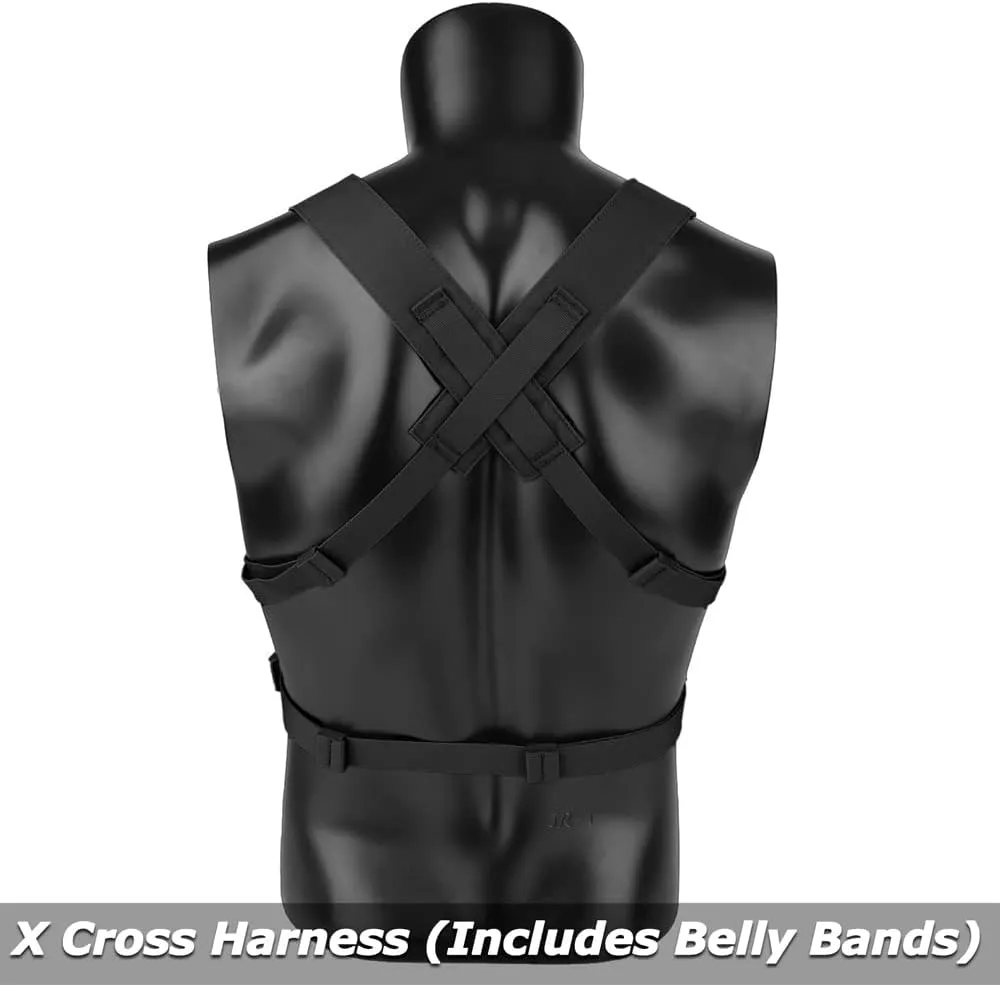 KRYDEX Tactical Chest Rig with Triple 5.56/7.62 Mag Pouch Insert 9mm Mag Pouches and X Harness