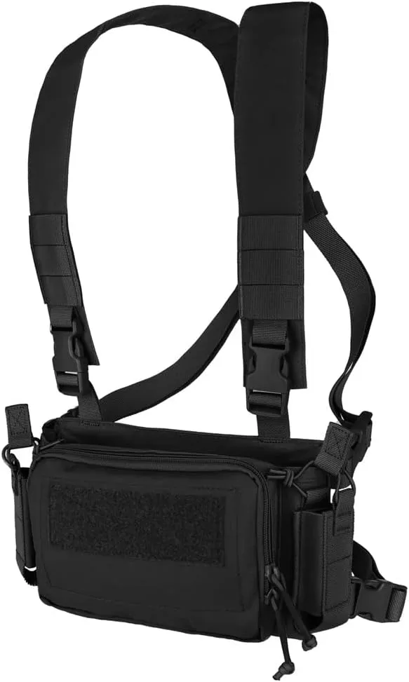 KRYDEX Tactical Chest Rig with Triple 5.56/7.62 Mag Pouch Insert 9mm Mag Pouches and X Harness