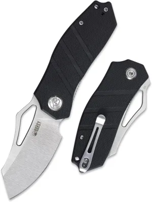 KUBEY Ceyx KU335 Folding Pocket Knife, 2.95 Inch Tanto Plain Blade, G10 Handles Outdoor Camping Hunting Knife with Thumb Hole Open and Reversible Clip, Utility Tool for Men and Women (Black)