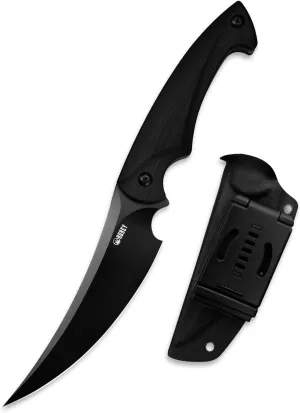 KUBEY Scimitar KU231 10.4in Fxied Blade Hunting Knives with 5.4in Trailing Point D2 Blade and G-10 Handle for Outdoor Survival Camping and Bushcraft, w/Kydex Sheath (Coating)