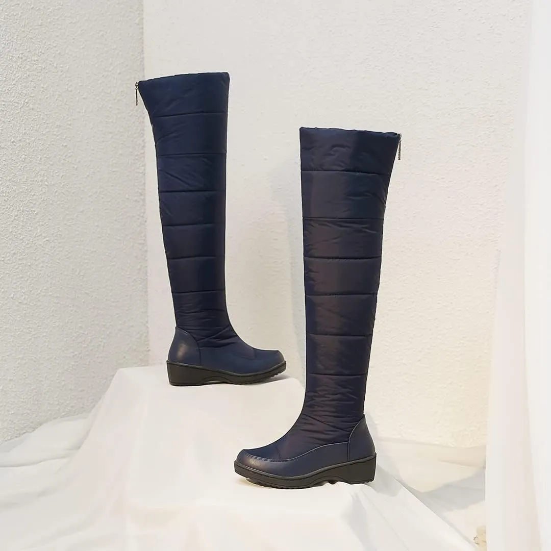 KUUTGG Women's Winter Over The Knee Thigh High Snow Boots Waterproof Rain Warm Fur Wide Calf Tall Snow Boot