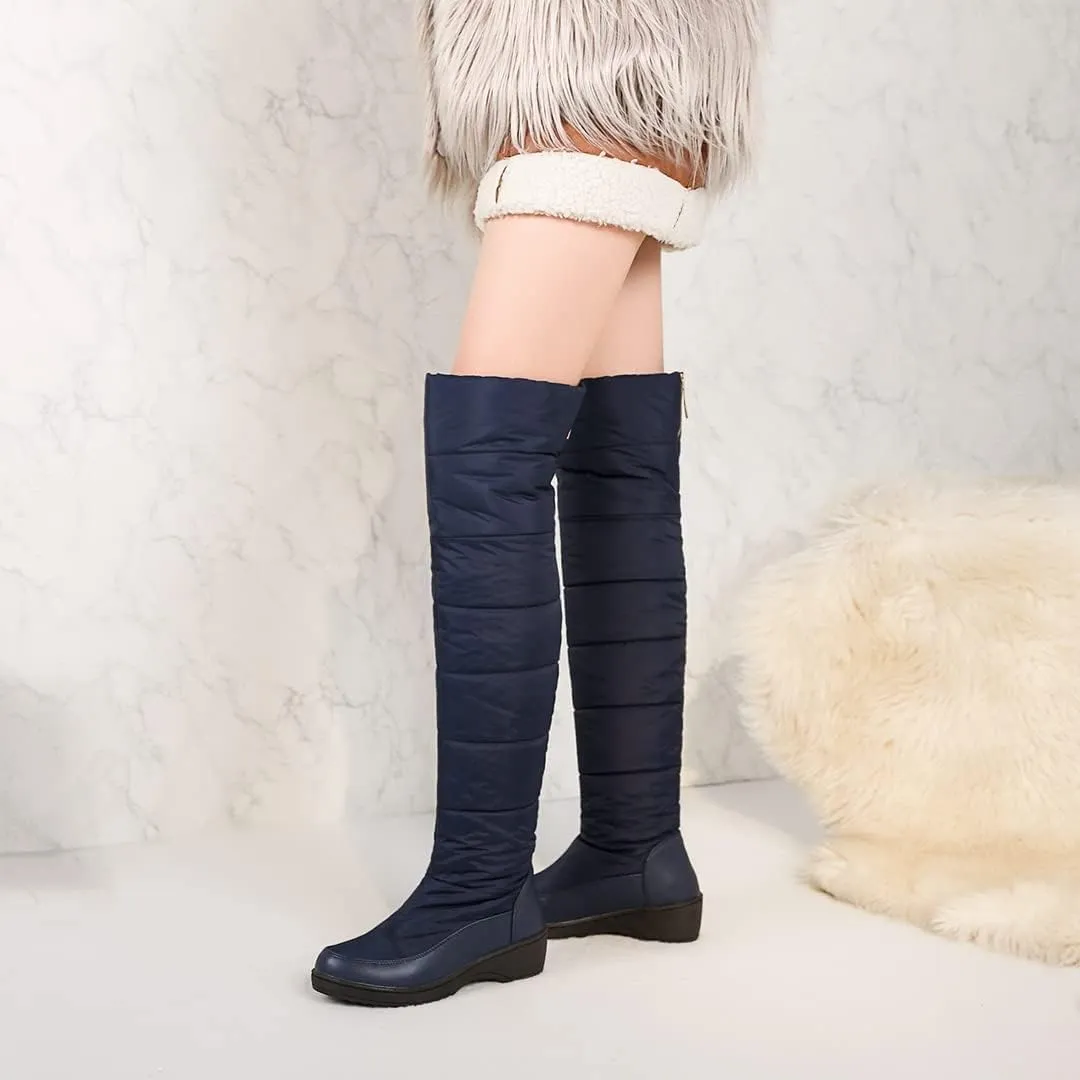 KUUTGG Women's Winter Over The Knee Thigh High Snow Boots Waterproof Rain Warm Fur Wide Calf Tall Snow Boot