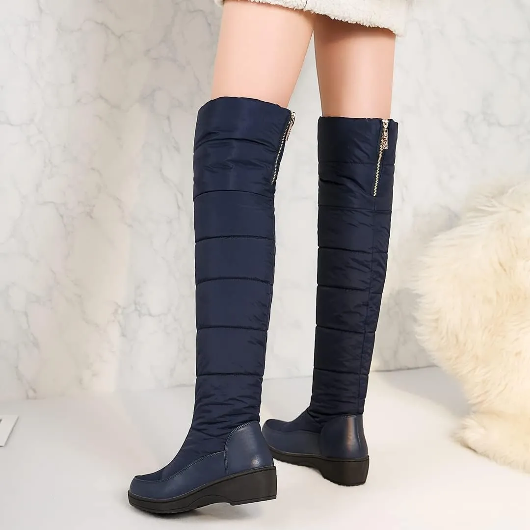 KUUTGG Women's Winter Over The Knee Thigh High Snow Boots Waterproof Rain Warm Fur Wide Calf Tall Snow Boot
