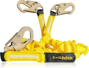 KwikSafety - Charlotte, NC - Double Leg Rattler [1 Pack] Y-Leg Tubular 6’ Safety Lanyard Internal Shock Absorber OSHA ANSI Fall Arrest Protection Equipment Construction PPE Roofing Gear