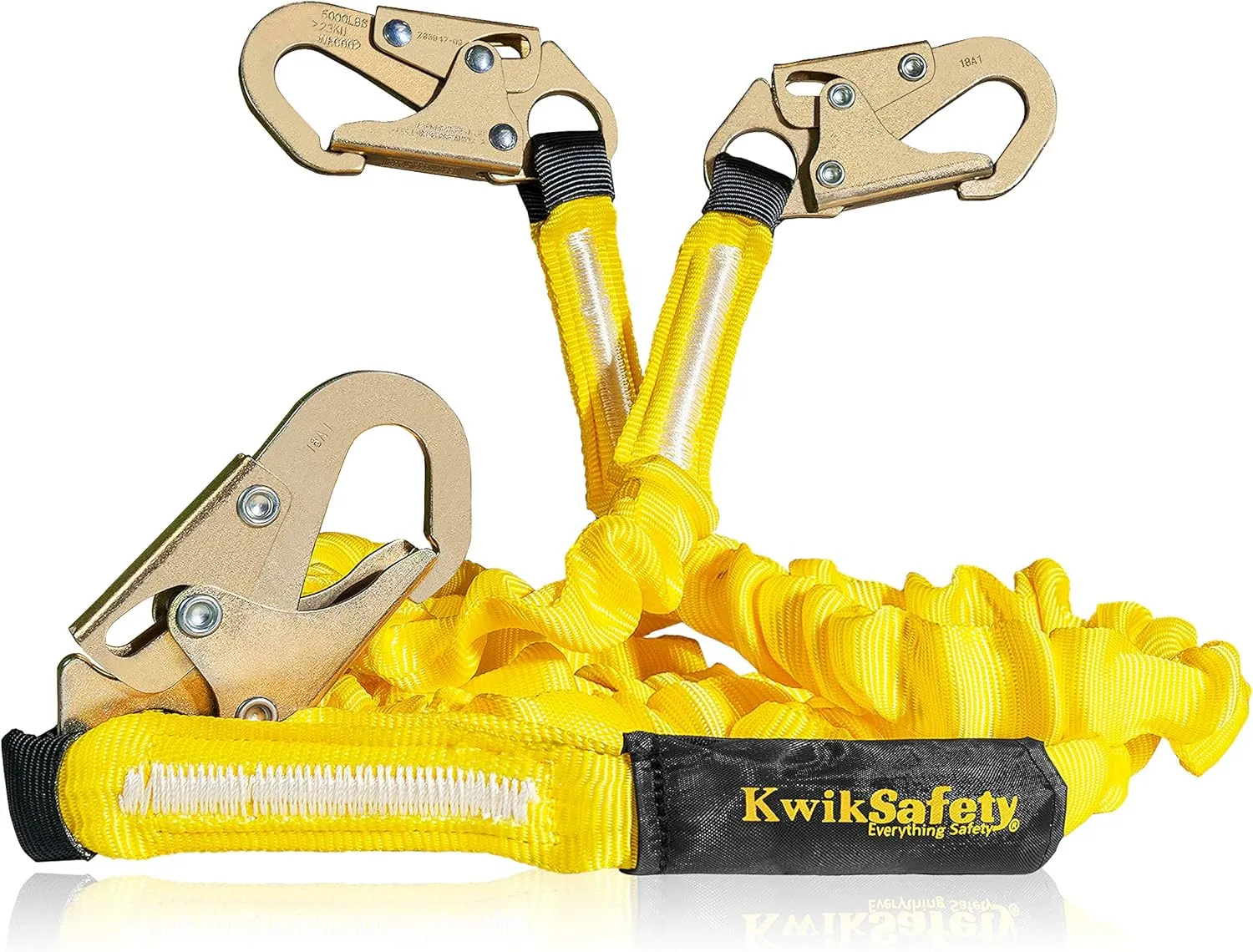 KwikSafety - Charlotte, NC - Double Leg Rattler [1 Pack] Y-Leg Tubular 6’ Safety Lanyard Internal Shock Absorber OSHA ANSI Fall Arrest Protection Equipment Construction PPE Roofing Gear