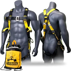KwikSafety - Charlotte, NC - SUPERCELL Safety Harness [PREMIUM SHOULDER PADDING] ANSI OSHA Full Body Fall Protection Work Equipment Construction Tower Climbing Roofing Forklift Scissor Lift