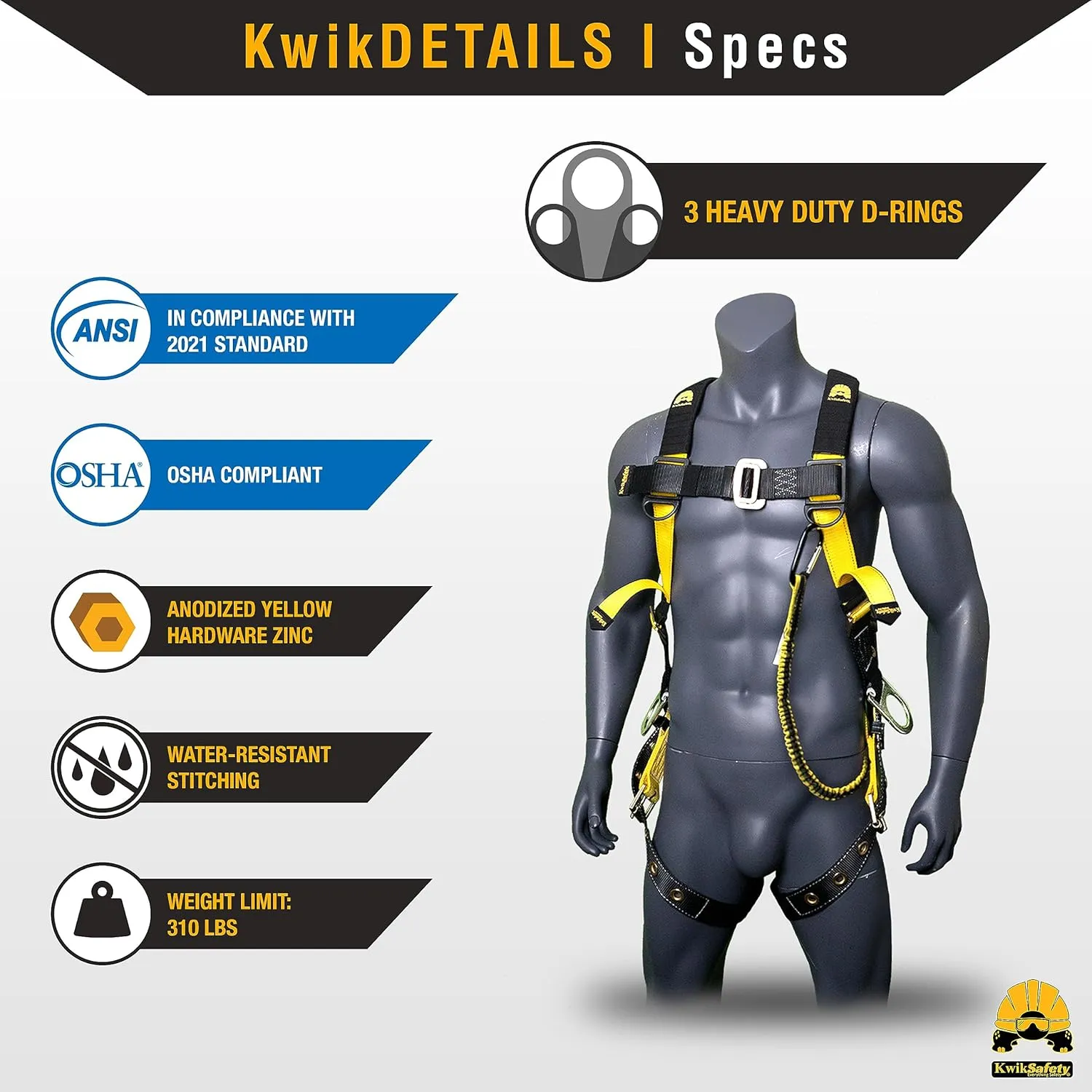 KwikSafety - Charlotte, NC - SUPERCELL Safety Harness [PREMIUM SHOULDER PADDING] ANSI OSHA Full Body Fall Protection Work Equipment Construction Tower Climbing Roofing Forklift Scissor Lift