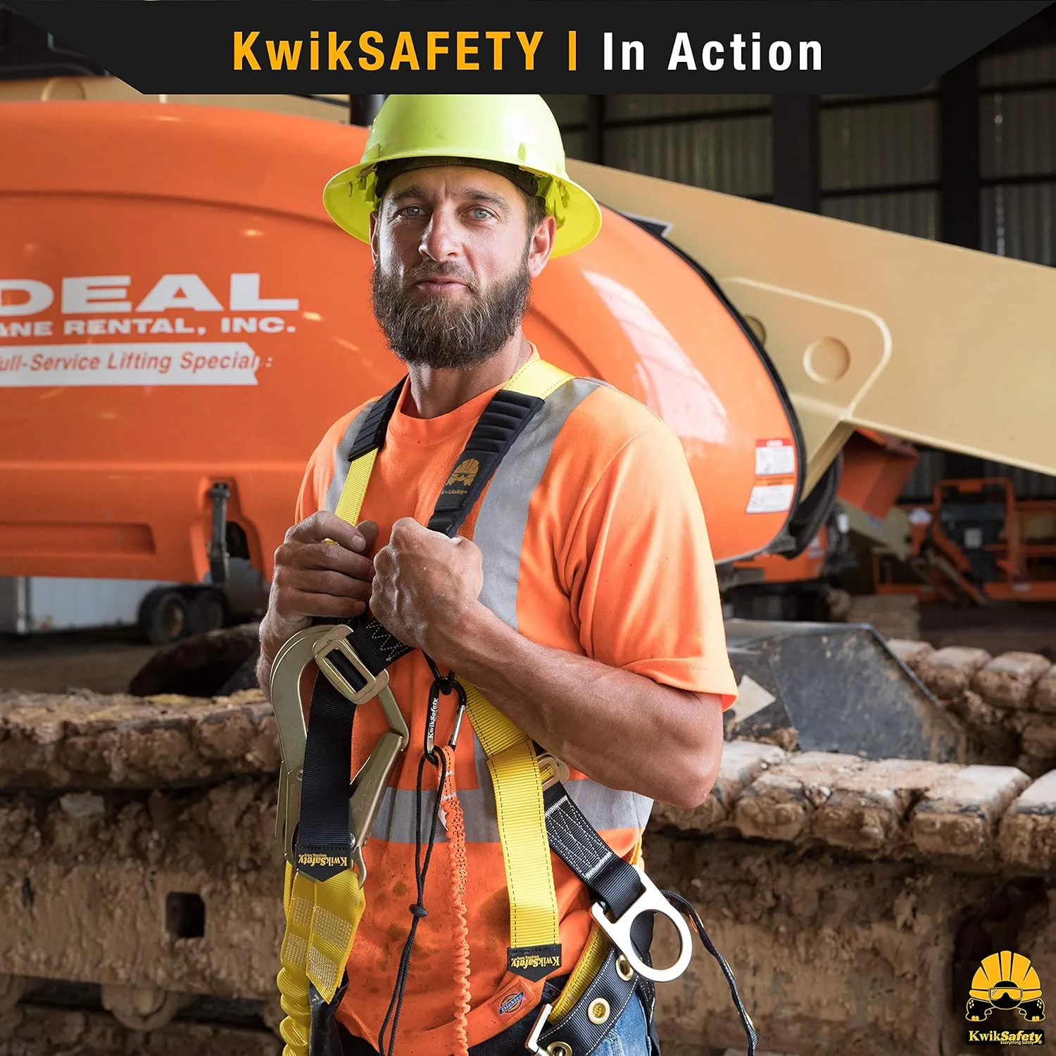 KwikSafety - Charlotte, NC - SUPERCELL Safety Harness [PREMIUM SHOULDER PADDING] ANSI OSHA Full Body Fall Protection Work Equipment Construction Tower Climbing Roofing Forklift Scissor Lift