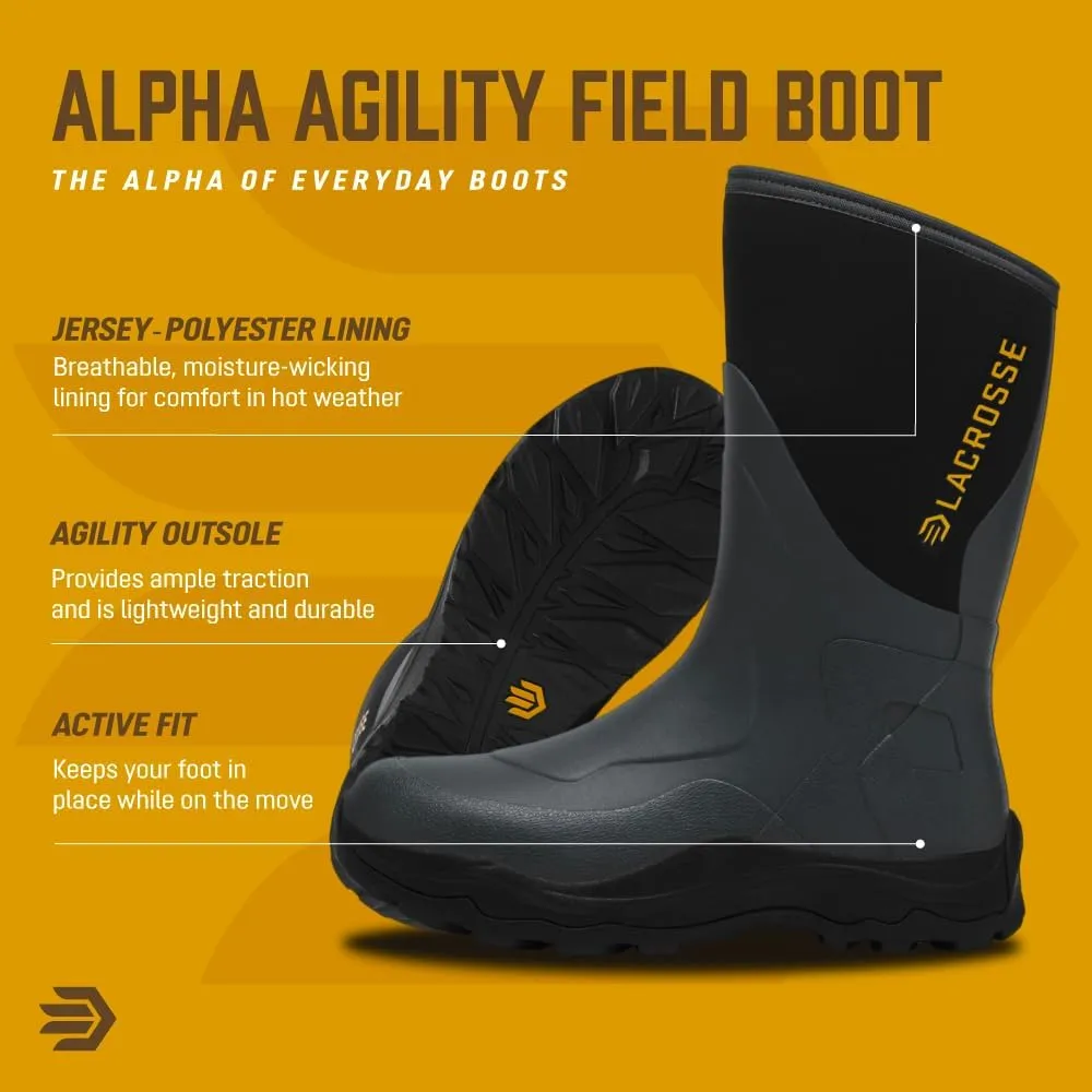 LaCrosse Alpha Agility Field Boot for Men - Hunting Shoes with Jersey/Polyester Lining, Active Fit, Kick-Off Heel Plate, Non-Insulated