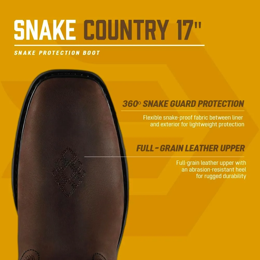 LaCrosse Snake Country 17" Snake Boots for Men - Pull-On, Non-Insulated, Prairie Outsole for Traction