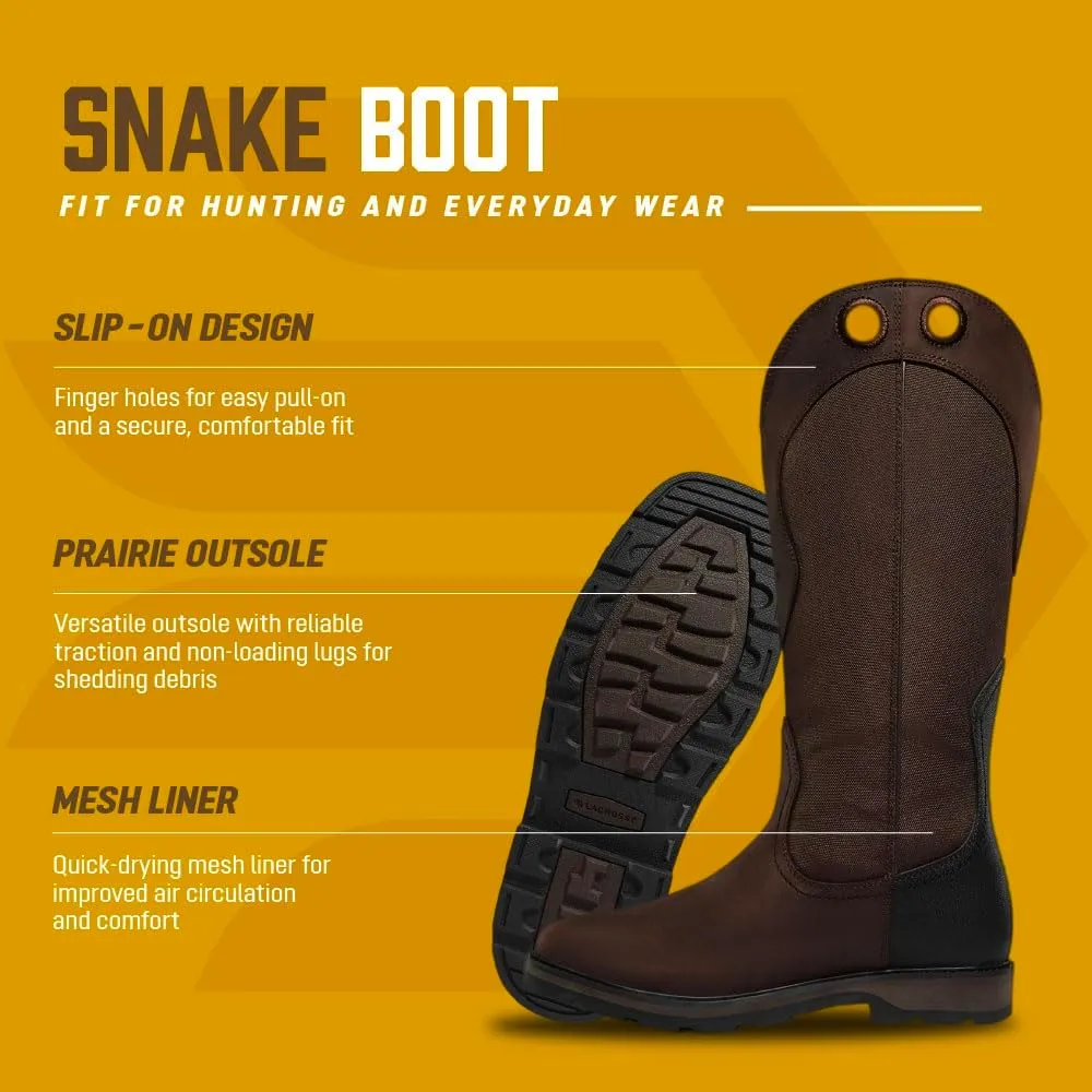 LaCrosse Snake Country 17" Snake Boots for Men - Pull-On, Non-Insulated, Prairie Outsole for Traction