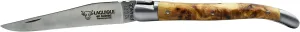 Laguiole en Aubrac Handmade Luxury Folding Pocket Knife, 3.5-in (9cm). Juniper Wood Handle, Hand Forged Bee, Stainless Steel Matte Bolsters
