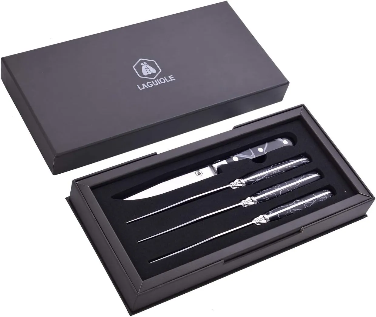 LAGUIOLE - Laguiole 40268473 set of 4 steak knives (22 cm) with stainless steel blades and resin handle
