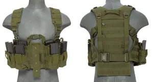 Lancer Tactical Nylon M4 Chest Harness – OD Green, Lightweight, Adjustable for Airsoft & Tactical Use