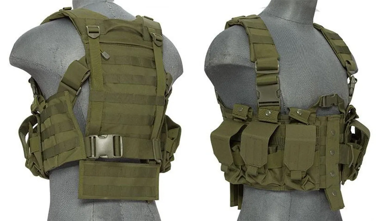 Lancer Tactical Nylon M4 Chest Harness – OD Green, Lightweight, Adjustable for Airsoft & Tactical Use