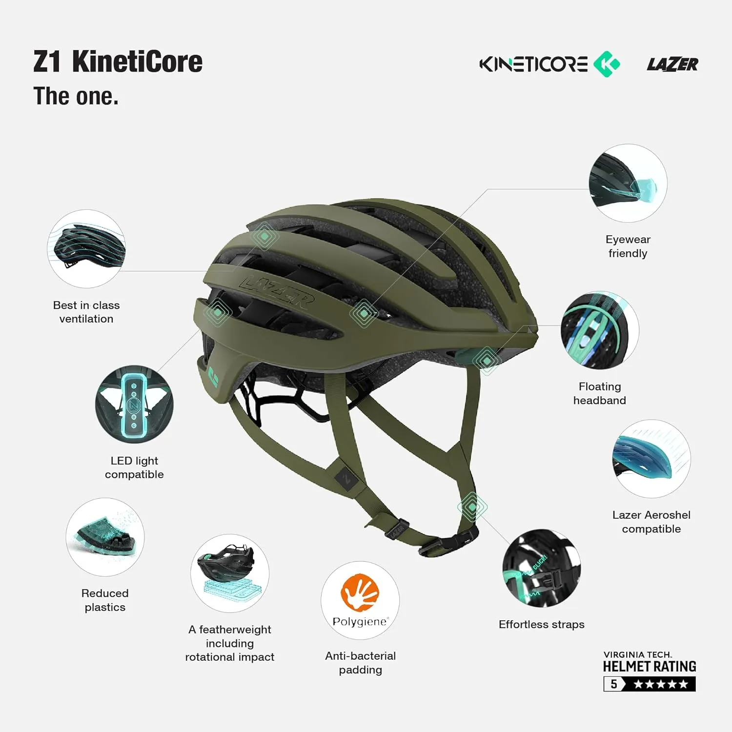 LAZER Helmet Z1 Kineticore Road Cycling Helmet