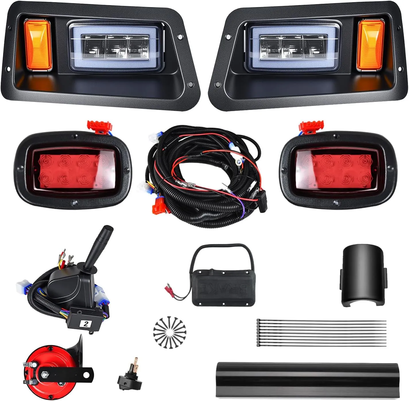 LED Golf Cart Light Kit for Yamaha G14 G16 G19 G22, Golf Cart Deluxe Headlight Taillights,Low/High Beam with Turn Signal