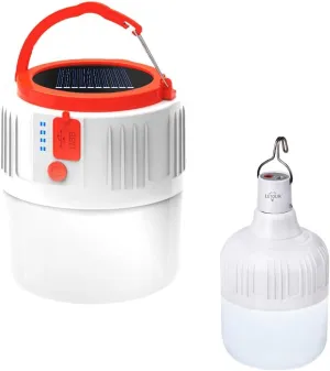 LETOUR Bundle - 2 Items Camping Lantern LED Emergency Portable Light & Solar Powered Camping Lantern IP45 Waterproof for Camping/Hiking/Fishing/Night Working