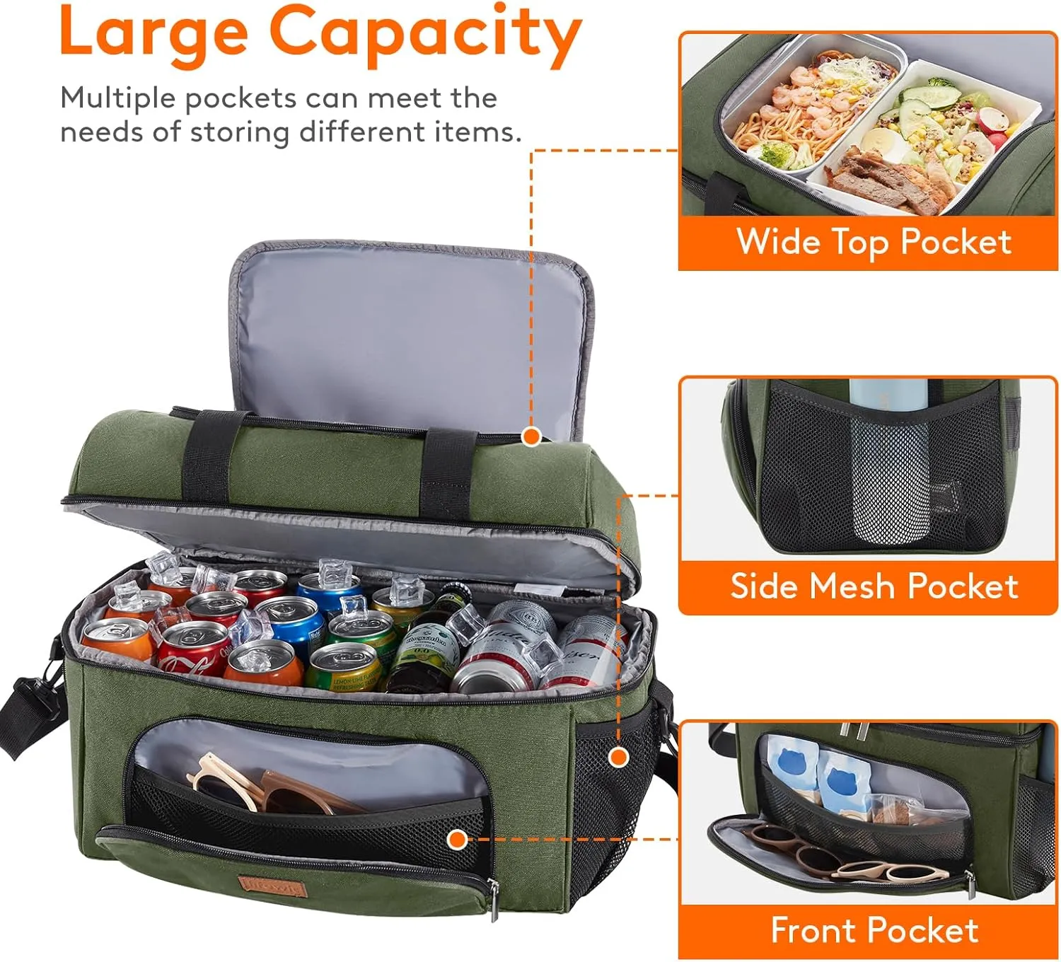 Lifewit Large Cooler Bag Insulated Lunch Bag Lightweight Portable Cool Bag Double Layer for Picnic, Beach, Work, Trip