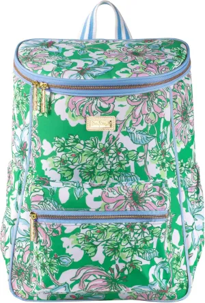 Lilly Pulitzer Insulted Backpack Cooler Large Capacity, Green Portable Soft Cooler Bag for Picnics, Beach, Pool, Hiking, Blossom Views