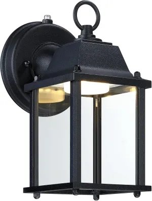 LIT-PaTH Small Outdoor LED Wall Lantern with Dusk to Dawn Photocell, 3000K Warm White, 9.5W, 800 Lumen, Aluminum Housing Plus Glass, Outdoor Rated, 1-Pack, Black