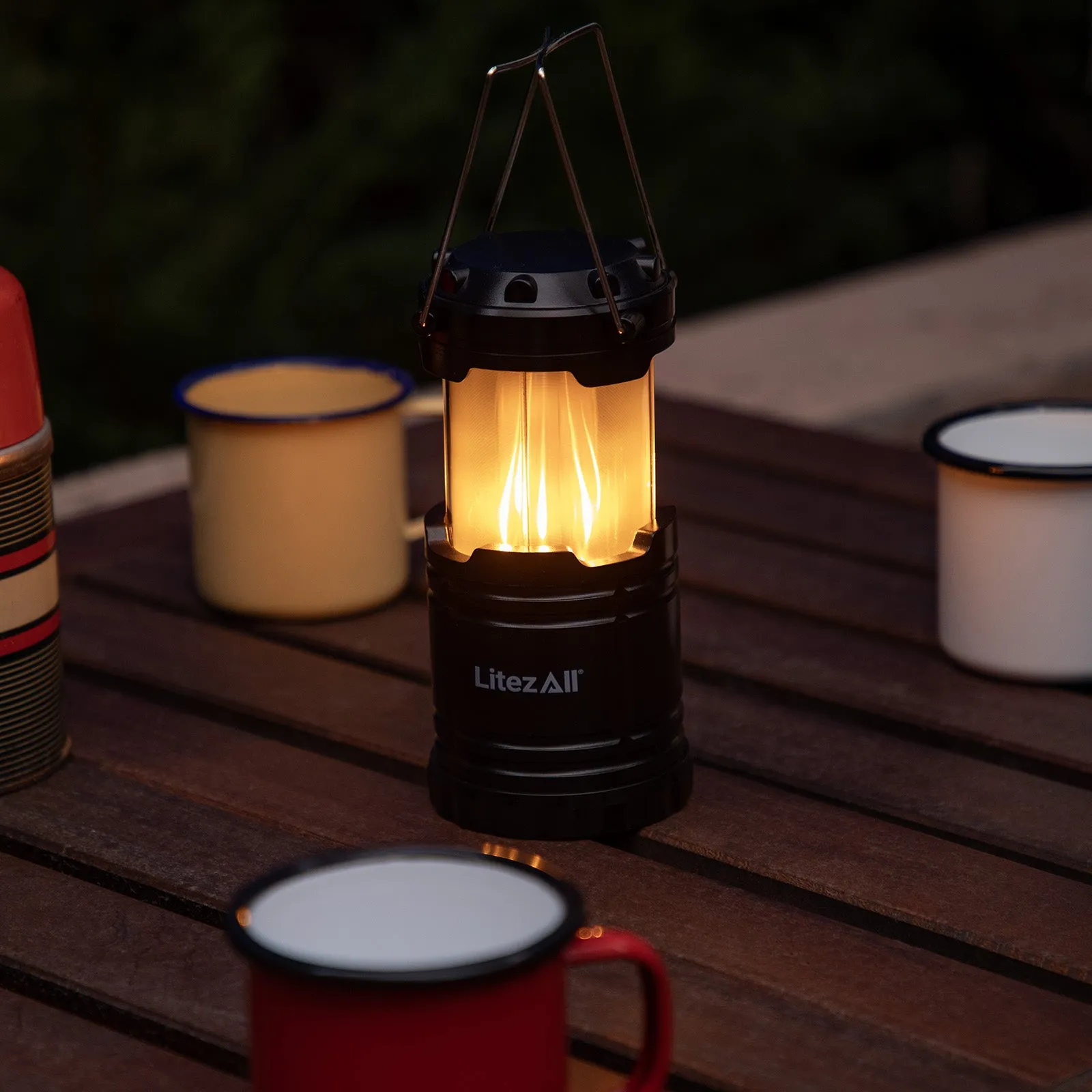 LitezAll Pull Up Lantern with Simulated Flame
