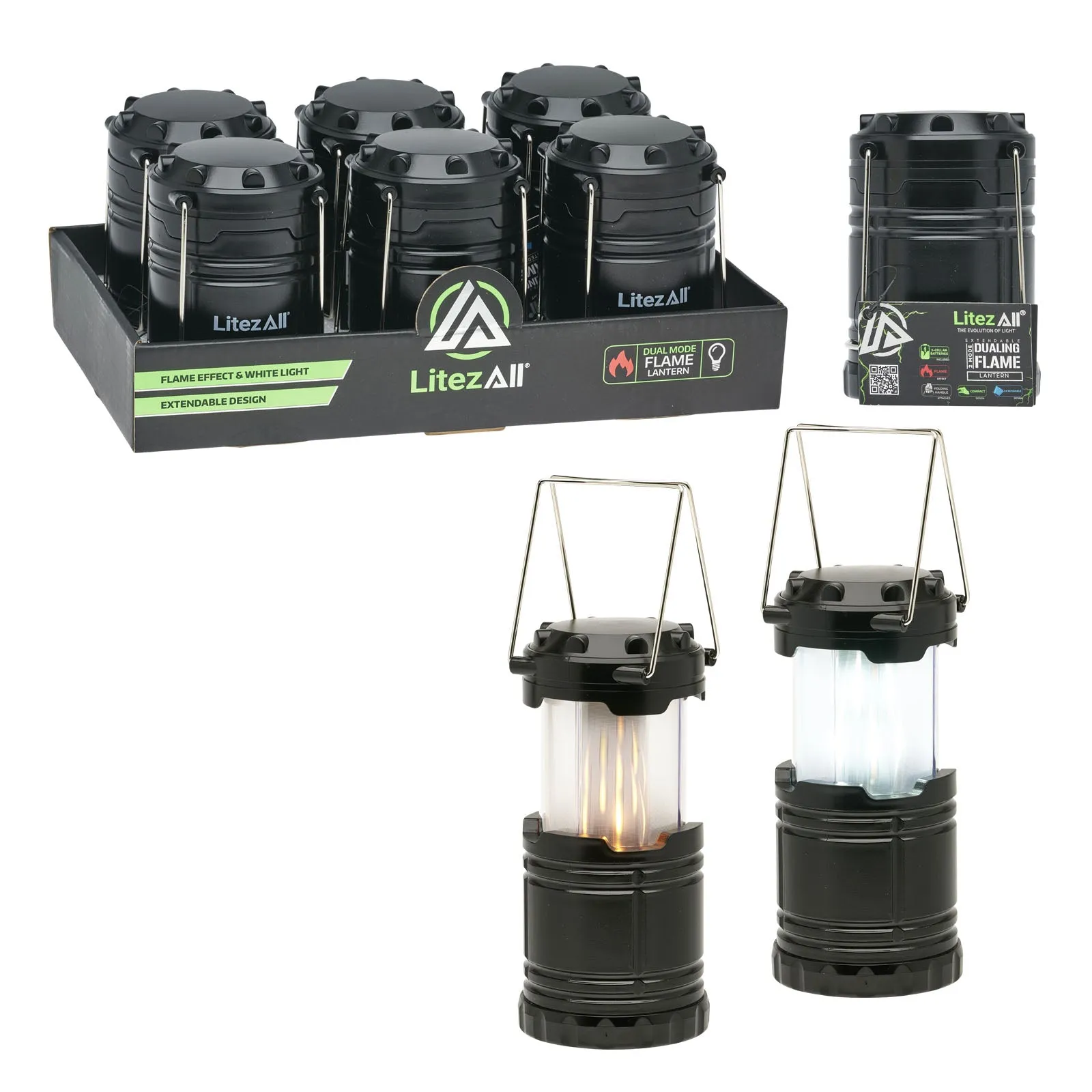 LitezAll Pull Up Lantern with Simulated Flame