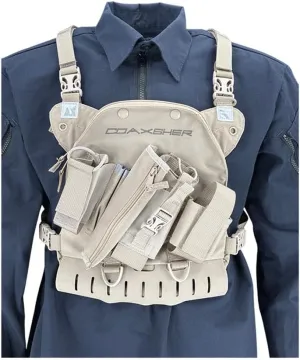 LS-1 Response Radio Chest Harness for 2 Way Radio & Electronics | Search & Rescue, Ski Patrol, Emergency Response - Desert Tan