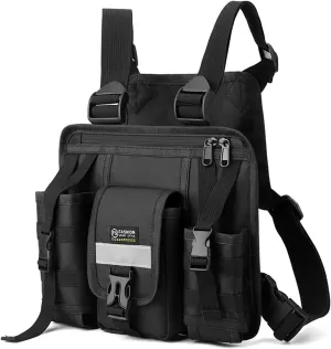 LUITON Radio Chest Harness with Reflective Strips Shoulder Holster Radio Vest Holder Two Way Radio Vest Rig Walkie Talkie Case