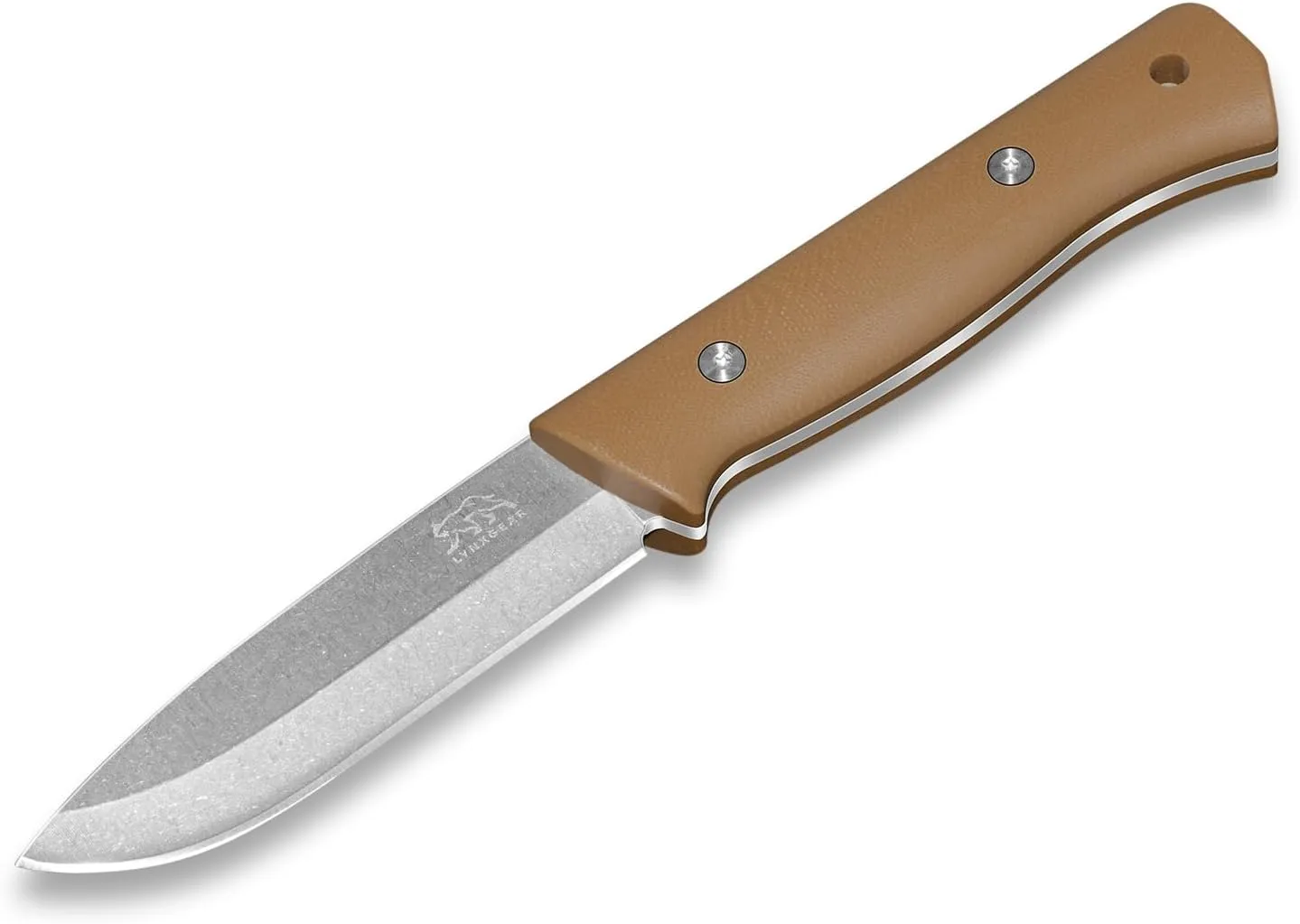 LYNXGEAR Fixed Blade Knife with Sheath, 8.6" Full Tang Knife with D2 Steel Blade & Brown G10 Handle for Camping, EDC, Hunting, Bushcraft (Brown)
