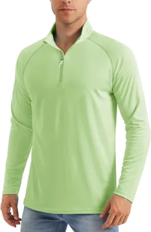 MAGCOMSEN Men's Long Sleeve Sun Shirts UPF 50  Tees 1/4 Zip Up Fishing Running Rash Guard T-Shirts Outdoor Shirt