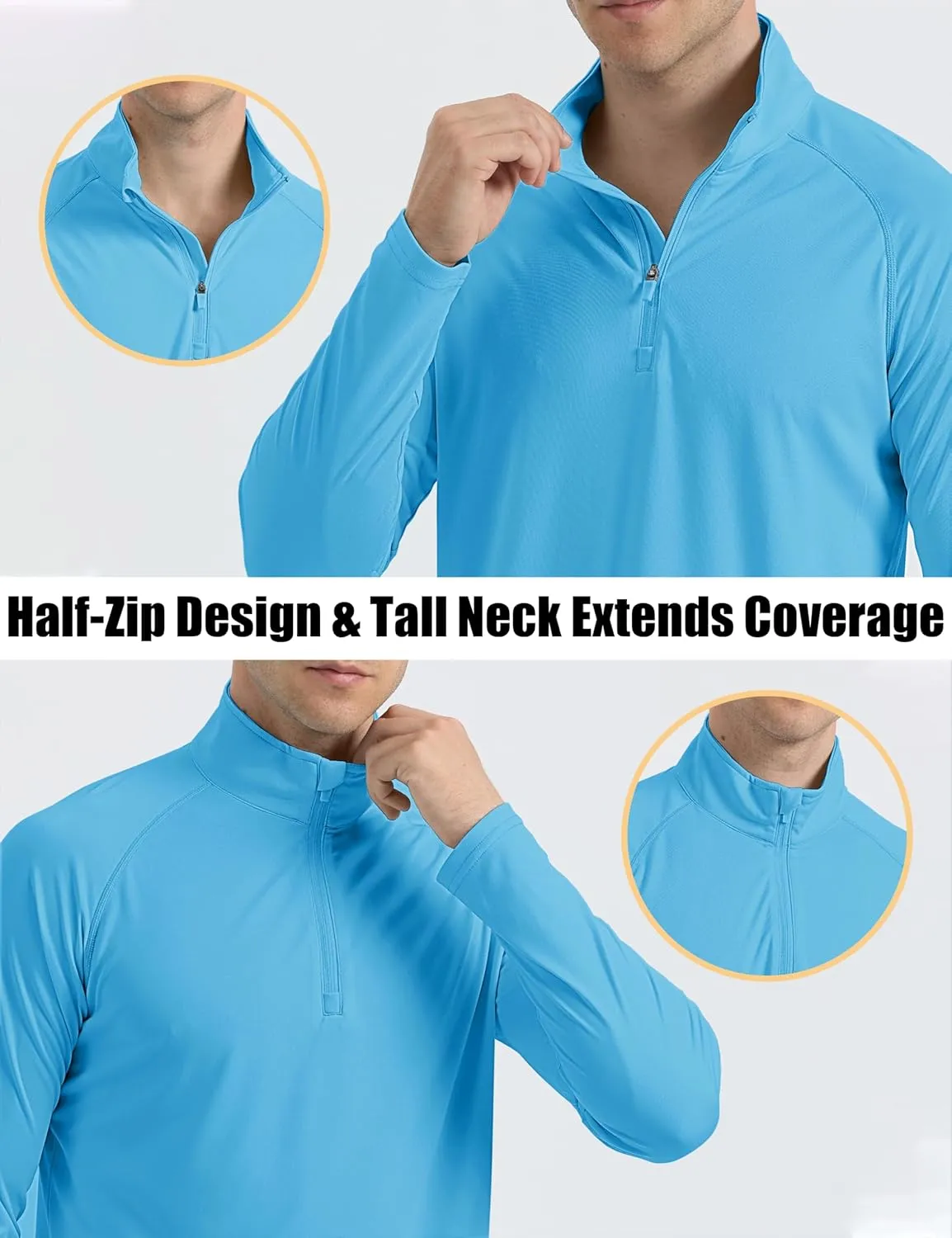 MAGCOMSEN Men's Long Sleeve Sun Shirts UPF 50  Tees 1/4 Zip Up Fishing Running Rash Guard T-Shirts Outdoor Shirt